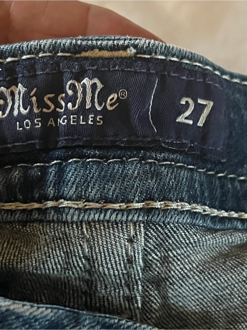 Miss Me Curvy Ankle Skinny Jeans Distressed Embellished Pockets Sz 27 Western - Picture 4 of 9